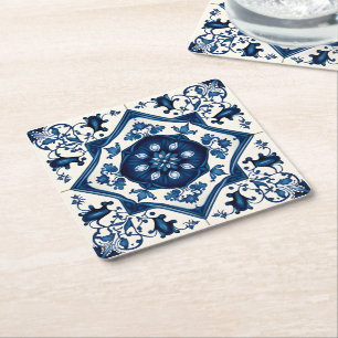 Dessous-de-verre Carré En Papier Carrelage méditerranéen, Portugais, Azulejo, Majol