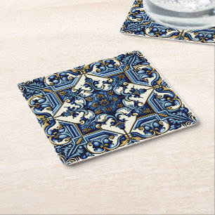 Dessous-de-verre Carré En Papier Carrelage méditerranéen, Portugais, Azulejo, Majol