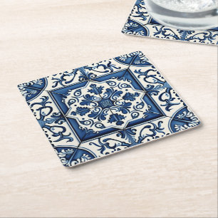 Dessous-de-verre Carré En Papier Carrelage méditerranéen, Portugais, Azulejo, Majol