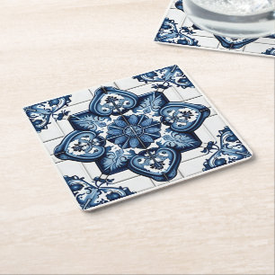 Dessous-de-verre Carré En Papier Carrelage méditerranéen, Portugais, Azulejo, Majol