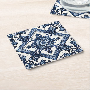 Dessous-de-verre Carré En Papier Carrelage méditerranéen, Portugais, Azulejo, Majol