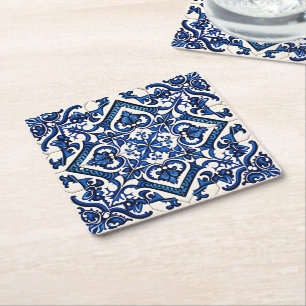 Dessous-de-verre Carré En Papier Carrelage méditerranéen, Portugais, Azulejo, Majol