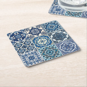 Dessous-de-verre Carré En Papier Carrelage méditerranéen, Portugais, Azulejo, Majol