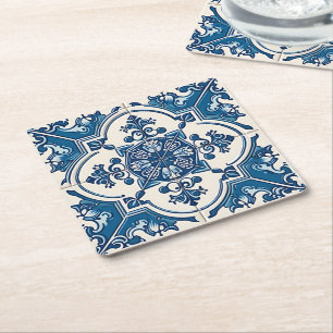 Dessous-de-verre Carré En Papier Carrelage méditerranéen, Portugais, Azulejo, Majol