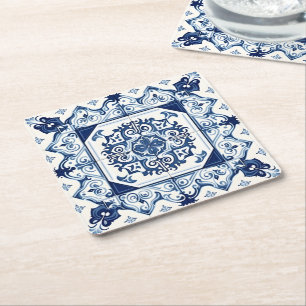 Dessous-de-verre Carré En Papier Carrelage méditerranéen, Portugais, Azulejo, Majol
