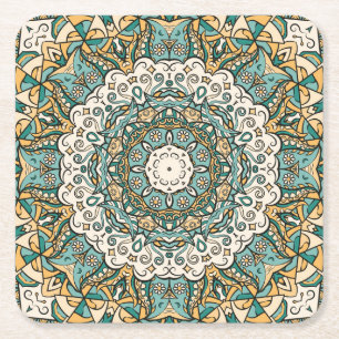 Dessous-de-verre Carré En Papier Carrelage Mehndi coloré Tracery sans couture