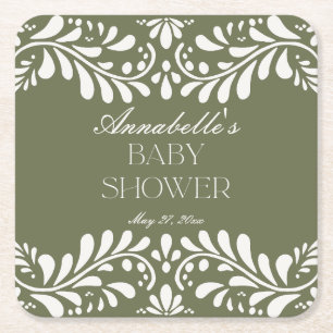Dessous-de-verre Carré En Papier Carrelage Talavera Vert Baby shower Fiesta espagno