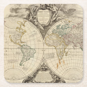 Dessous-de-verre Carré En Papier Carte 8 du monde