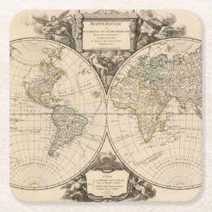 Dessous-de-verre Carré En Papier Carte 9 du monde