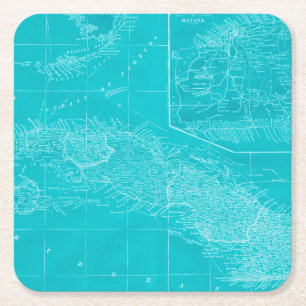 Dessous-de-verre Carré En Papier Carte Blue Cuba