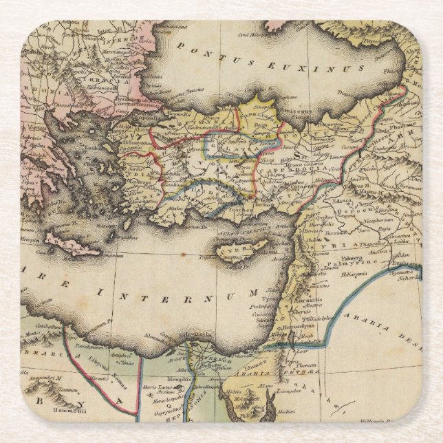 Dessous-de-verre Carré En Papier Carte d'atlas de Moyen-Orient (Devant)