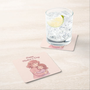 Dessous-de-verre Carré En Papier Carte de la Mère de la couleur préférée de maman