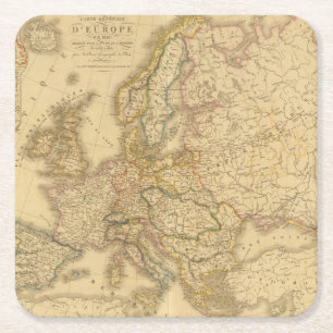 Dessous-de-verre Carré En Papier Carte de l'Europe 2