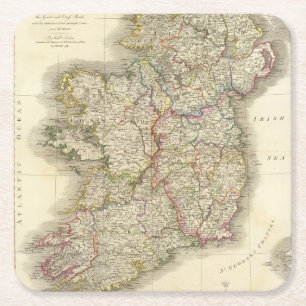 Dessous-de-verre Carré En Papier Carte de l'Irlande