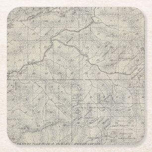 Dessous-de-verre Carré En Papier Carte de section de T2021S R3031E Tulare County