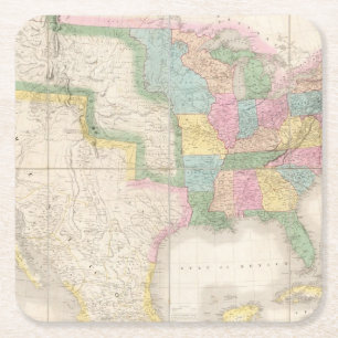 Dessous-de-verre Carré En Papier Carte des Etats-Unis de l'Amérique du Nord