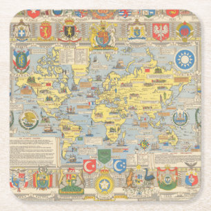 Dessous-de-verre Carré En Papier Carte des Nations Unies du monde