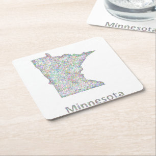 Dessous-de-verre Carré En Papier Carte du Minnesota