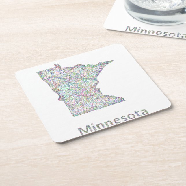 Dessous-de-verre Carré En Papier Carte du Minnesota (Incliné)