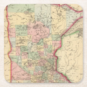 Dessous-de-verre Carré En Papier Carte du Minnesota par Mitchell
