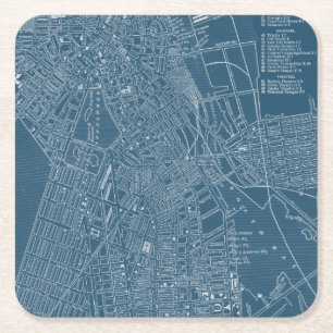 Dessous-de-verre Carré En Papier Carte graphique de Boston