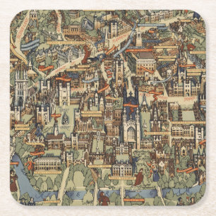 Dessous-de-verre Carré En Papier Carte imagée de Cambridge, Angleterre