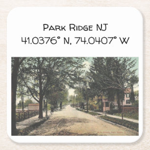 Dessous-de-verre Carré En Papier Carte NJ Park Ridge Coordonnées Style Vintage 1910