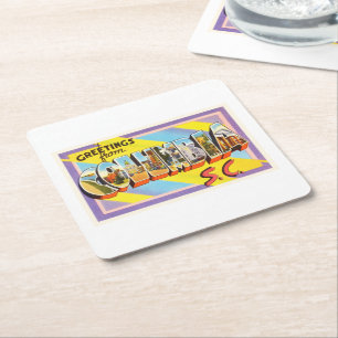 Dessous-de-verre Carré En Papier Carte postale de Vintage voyage de Sc de Colombie