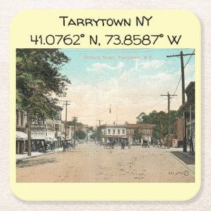 Dessous-de-verre Carré En Papier Carte Tarrytown NY Coordonnées Style Vintage