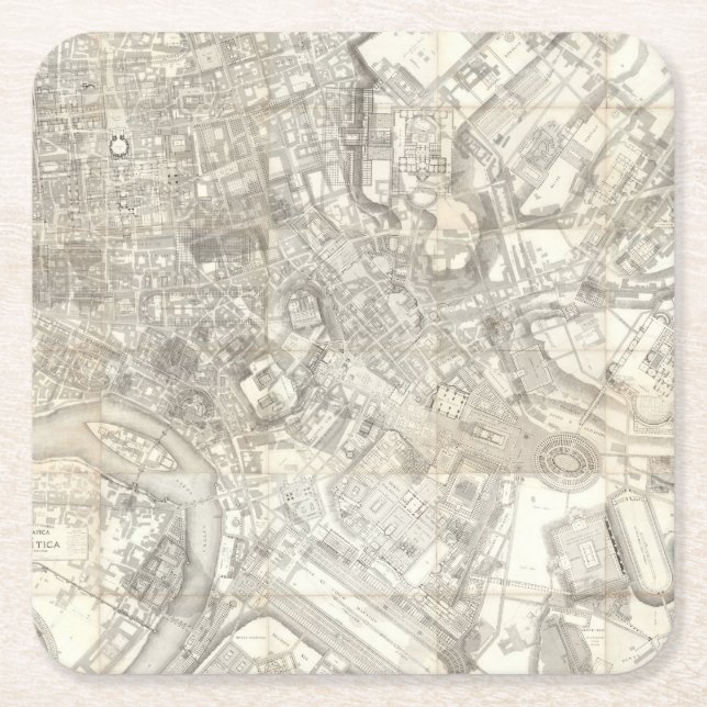 Dessous-de-verre Carré En Papier Carte topographique de Rome antique, Italie (Devant)