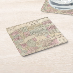 Dessous-de-verre Carré En Papier Carte vintage New York City Brooklyn