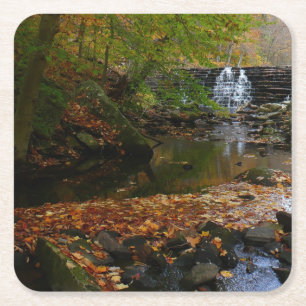 Dessous-de-verre Carré En Papier Cascade automnale et Creek Pennsylvania Nature