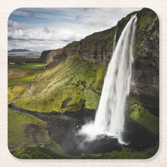 Dessous-de-verre Carré En Papier Cascade | Islande de Seljalandsfoss (Devant)