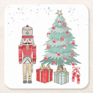 Dessous-de-verre Carré En Papier Casse-noix, arbre de Noël & cadeaux