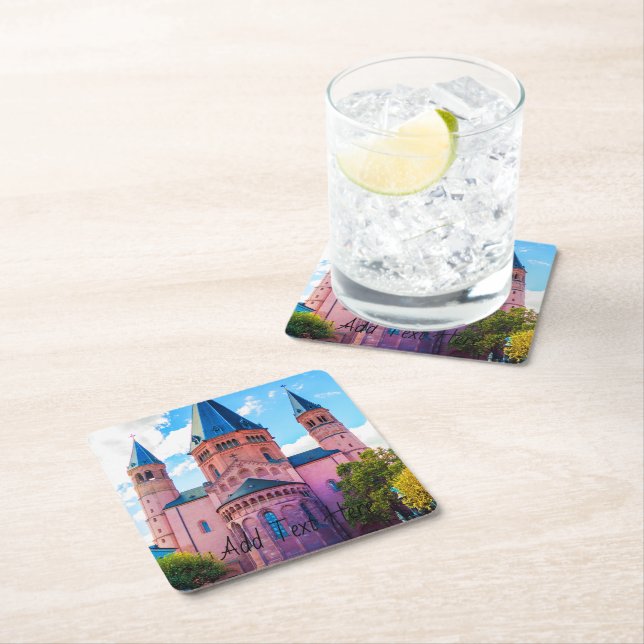 Dessous-de-verre Carré En Papier Castle bleu, Ciel bleu (En situation)