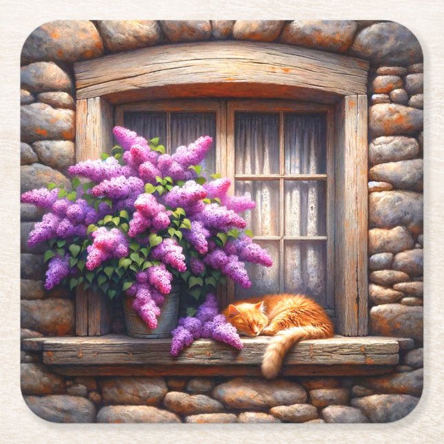 Dessous-de-verre Carré En Papier Cat (Devant)