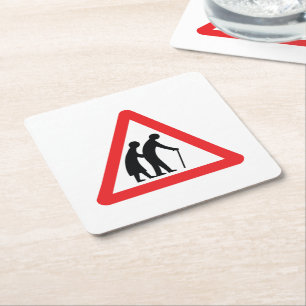 Dessous-de-verre Carré En Papier CAUTION Personnes ÂGÉES - VOYAGE UK