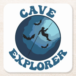 Dessous-de-verre Carré En Papier Cave Explorer Caver Caving Speleology Speluning