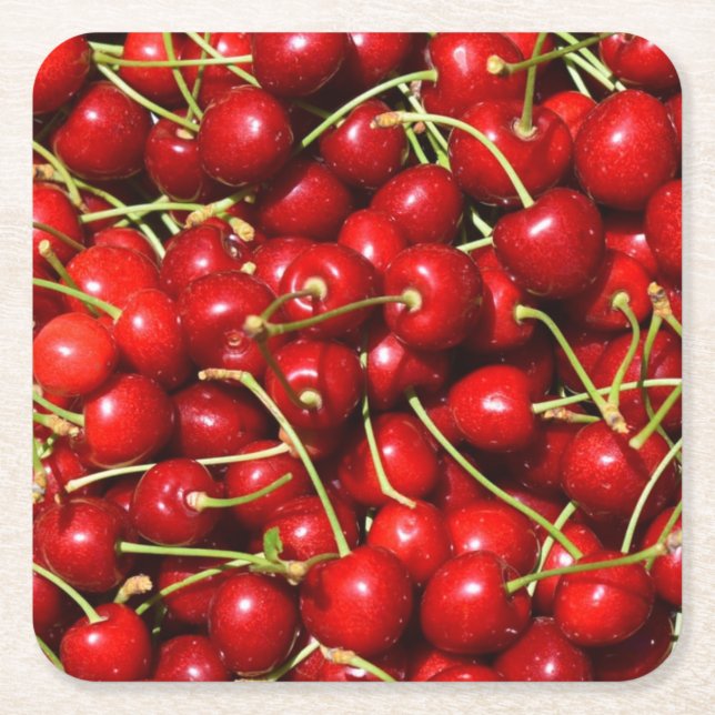 Dessous-de-verre Carré En Papier Cerises rouges (Devant)