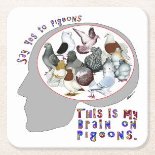 Dessous-de-verre Carré En Papier Cerveau Sur Les Pigeons