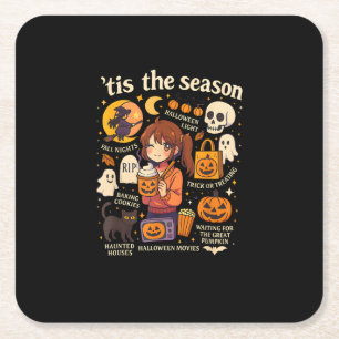 Dessous-de-verre Carré En Papier C'Est La Saison Halloween Anime Icons Design Autom
