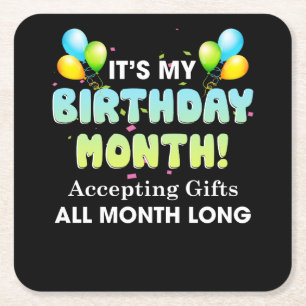 Dessous-de-verre Carré En Papier C'est mon Anniversaire Mois acceptant des cadeaux