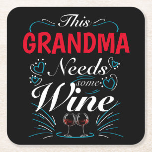 Dessous-de-verre Carré En Papier Cette Grand-Mère A Besoin De Vin