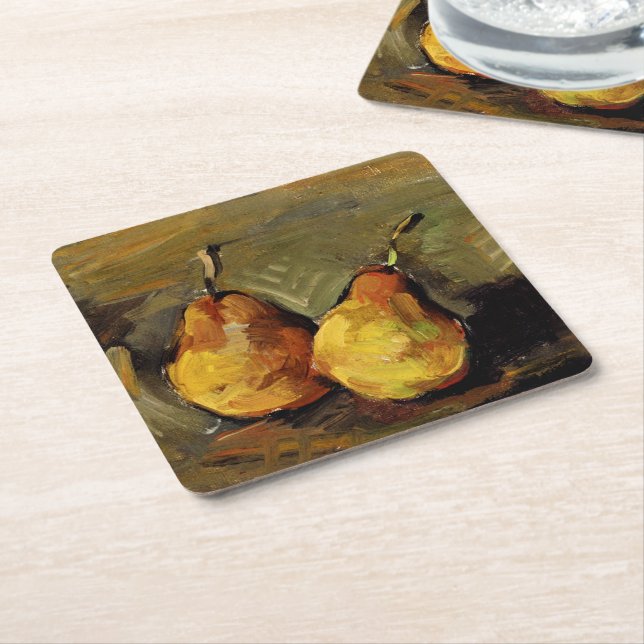 Dessous-de-verre Carré En Papier Cezanne - Deux poires (Incliné)