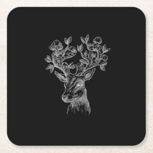 Dessous-de-verre Carré En Papier Chalet Champignon de Cerf Goblincore Vintage Esthé