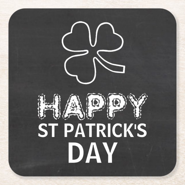 Dessous-de-verre Carré En Papier Chalkboard Shamrock, Saint Patrick's Day (Devant)
