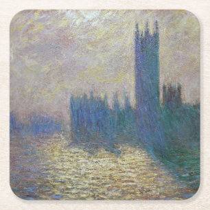 Dessous-de-verre Carré En Papier Chambres du Parlement (Londres), Monet