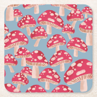Dessous-de-verre Carré En Papier Champignons aux Dessous de verre de fête