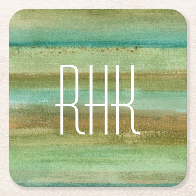 Dessous-de-verre Carré En Papier Champs du monogramme | au printemps je (Devant)