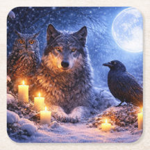 Chandelles de hibou loup corbeau mystiques Hiver N